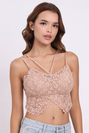 AXTZH FLORAL LACE BRIDAL BRALETTE TOP X2325-PEANUT-CN124