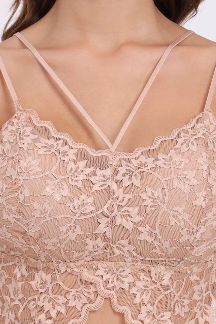 AXTZH FLORAL LACE BRIDAL BRALETTE TOP X2325-PEANUT-CN124
