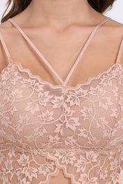 AXTZH FLORAL LACE BRIDAL BRALETTE TOP X2325-PEANUT-CN124