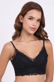 AXTZH Lace Detail Everyday Bralette BLET X1231-BLACK-CN014