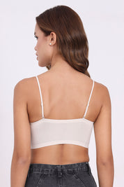 AXTZH Textured Spaghetti Strap Bralette BLET X5080-IVORY-CP021