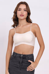 AXTZH Textured Spaghetti Strap Bralette BLET X5080-IVORY-CP021