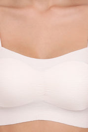 AXTZH Textured Spaghetti Strap Bralette BLET X5080-IVORY-CP021