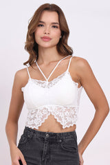 AXTZH FLORAL LACE BRIDAL BRALETTE TOP X2325-WHITE-CN124