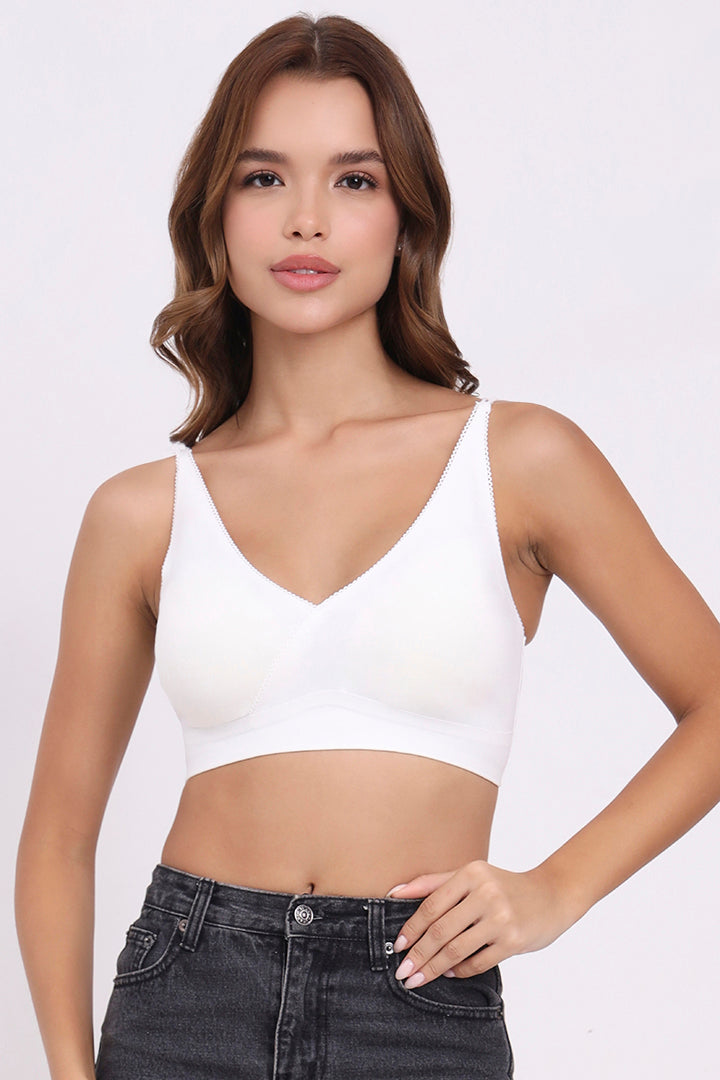 AXTZH Seamless Cotton Bralette BLET X1851-WHITE-CC013