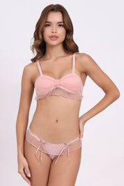 AXTZH Mesh Trim Ruffle Bra AB0006-BLUSH-CN002