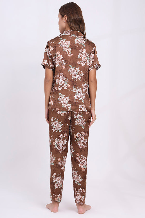 ANGELS Floral Satin Pyjama Set NIGHTWEAR AZPRINT-COFPR-C2S
