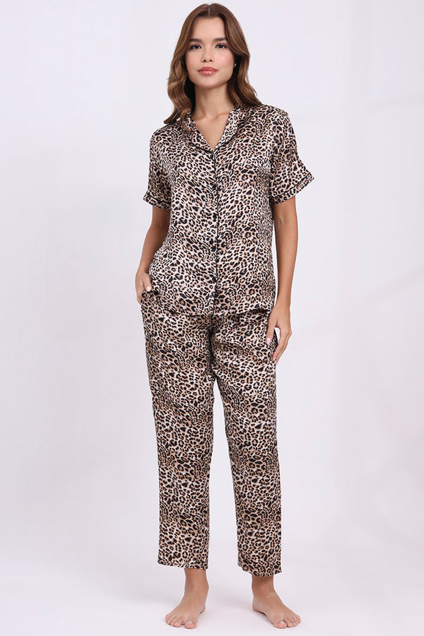 ANGELS Floral Satin Pyjama Set NIGHTWEAR AZPRINT-LEOPR-C2S