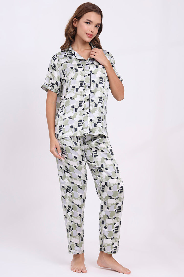 ANGELS Satin Pyjama Set NIGHTWEAR AZPRINT-OLIPR-C2S