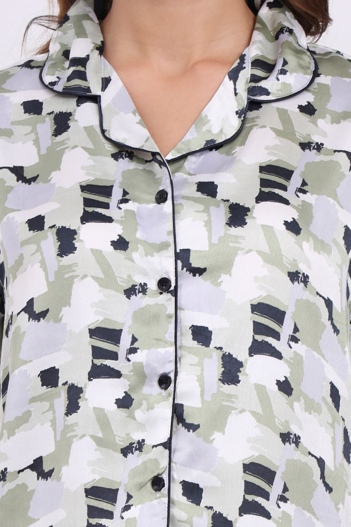 ANGELS Satin Pyjama Set NIGHTWEAR AZPRINT-OLIPR-C2S