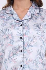 ANGELS Floral Satin Pyjama Set NIGHTWEAR AZPRINT-BLUPR-C2S