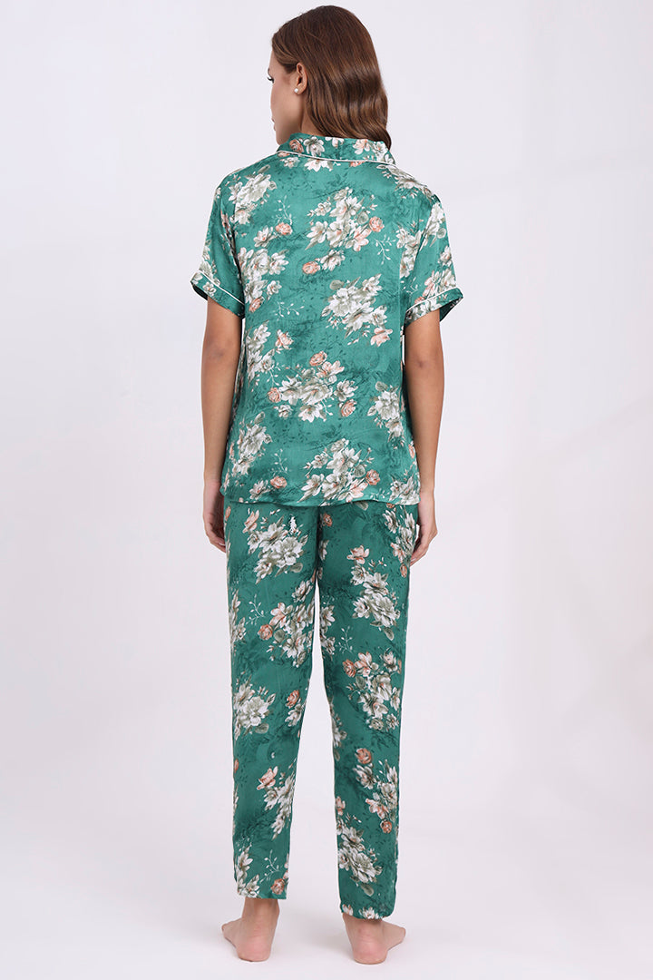 ANGELS Floral Satin Pyjama Set NIGHTWEAR AZPRINT-GREPR-C2S
