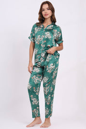 ANGELS Floral Satin Pyjama Set NIGHTWEAR AZPRINT-GREPR-C2S