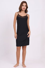 AXTZH Lace Trim Camisole Slip X0674-BLACK-H6P