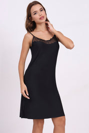 AXTZH Lace Trim Camisole Slip X0674-BLACK-H6P