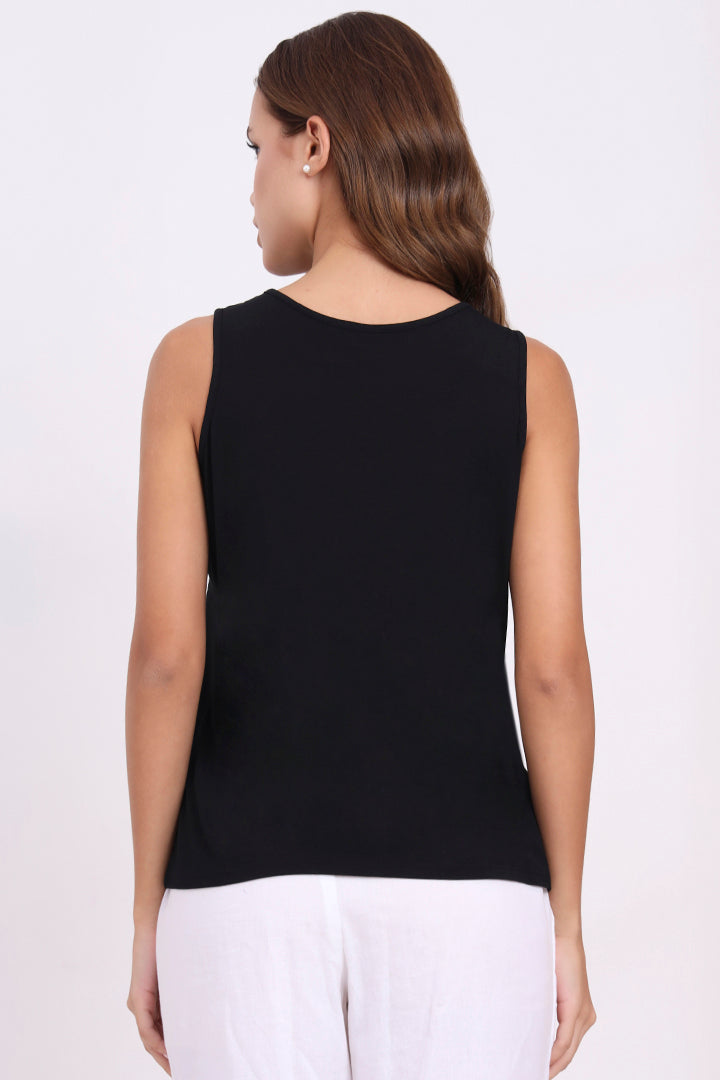 AXTZH Lace Trim Sleeveless Cami X1238-BLACK-G3MO