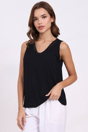 AXTZH Lace Trim Sleeveless Cami X1238-BLACK-G3MO
