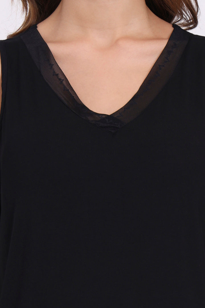 AXTZH Lace Trim Sleeveless Cami X1238-BLACK-G3MO