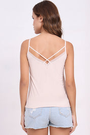 AXTZH Sheer Trim V-Neck Cami X9068-SKIN-H2MO