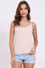 AXTZH Sheer Trim V-Neck Cami X9068-SKIN-H2MO