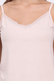 AXTZH Sheer Trim V-Neck Cami X9068-SKIN-H2MO