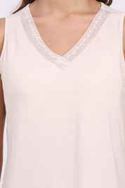 AXTZH Lace Trim Sleeveless Cami X1238-PEARL-G3MO