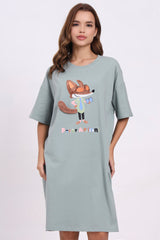 AXTZH Women’s Oversized Graphic Nightwear X2032-OLIVE-F1