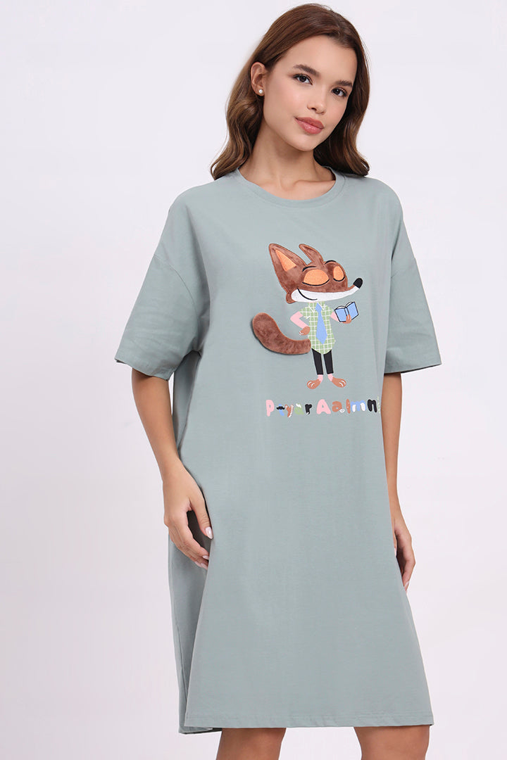 AXTZH Women’s Oversized Graphic Nightwear X2032-OLIVE-F1