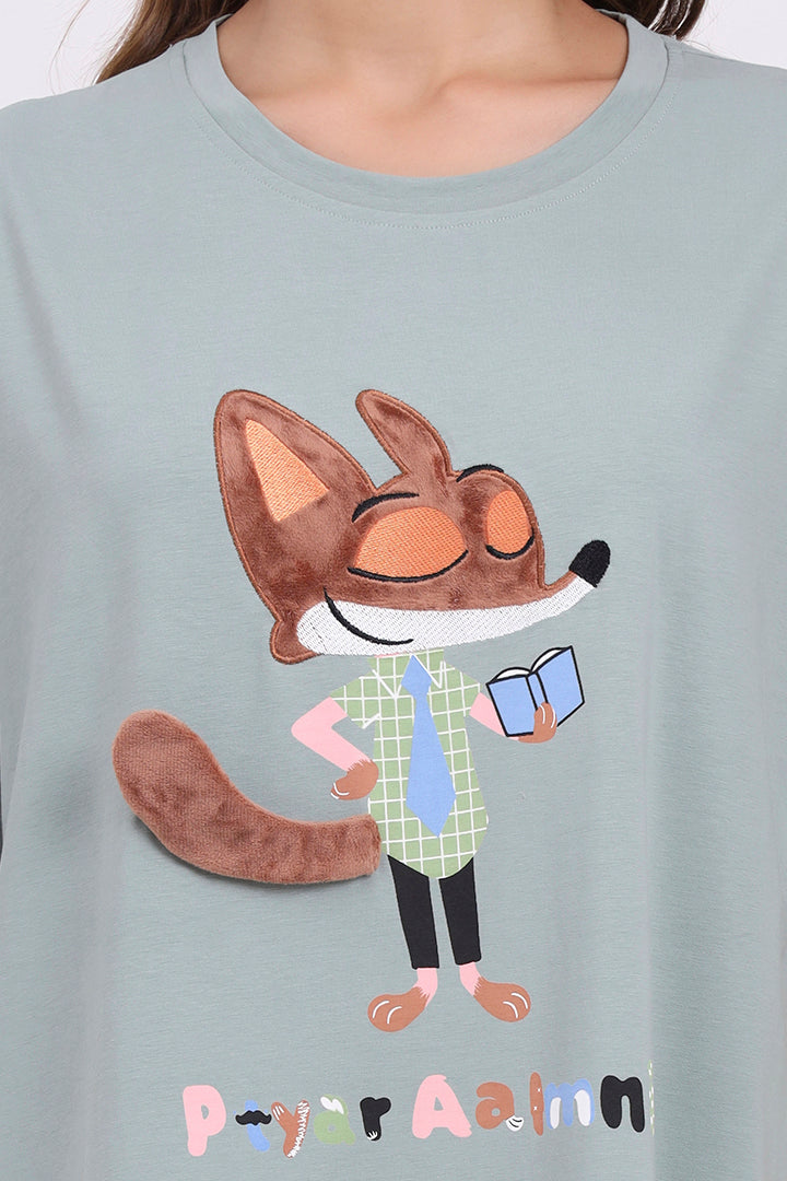 AXTZH Women’s Oversized Graphic Nightwear X2032-OLIVE-F1