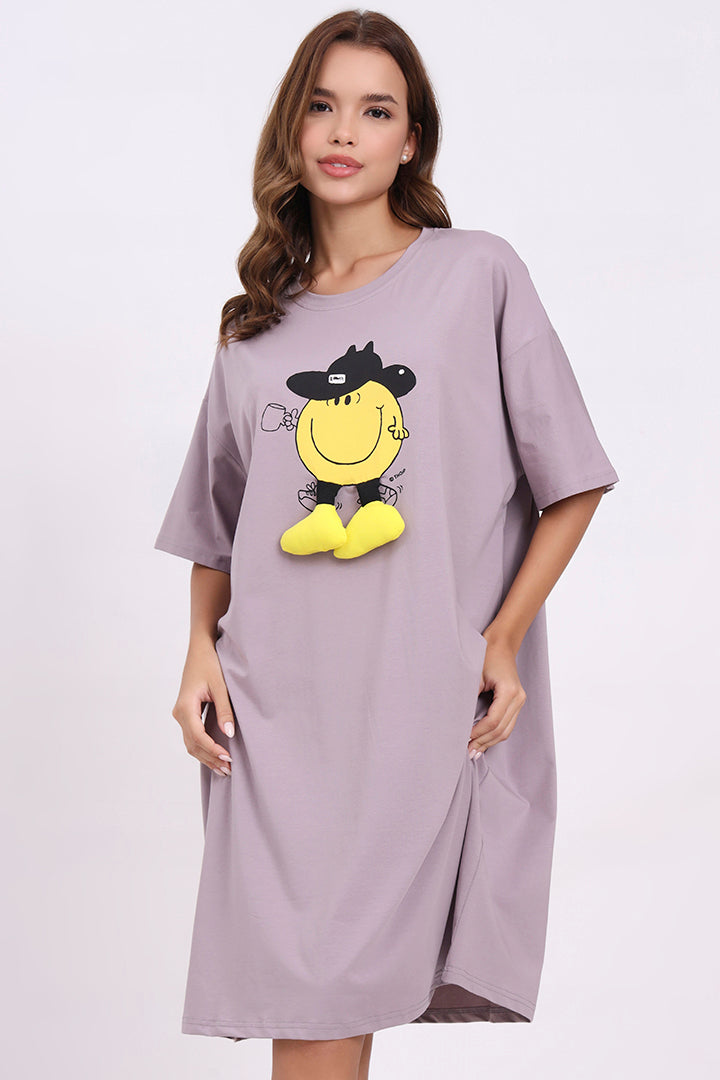 AXTZH Women’s Oversized Graphic Nightwear X2030-MAUVE-F1