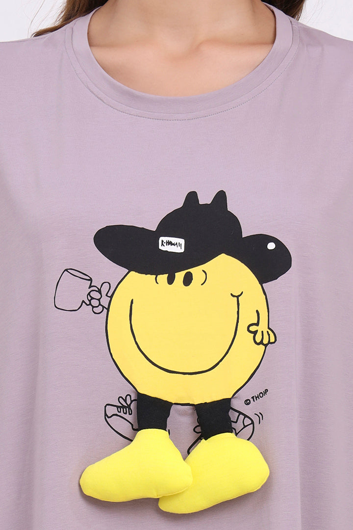 AXTZH Women’s Oversized Graphic Nightwear X2030-MAUVE-F1