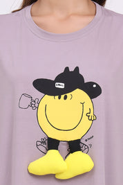 AXTZH Women’s Oversized Graphic Nightwear X2030-MAUVE-F1