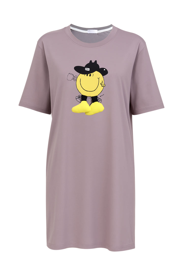 AXTZH Women’s Oversized Graphic Nightwear X2030-MAUVE-F1