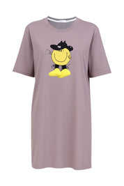 AXTZH Women’s Oversized Graphic Nightwear X2030-MAUVE-F1