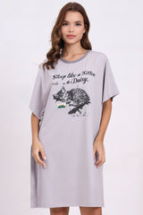 AXTZH Women’s Oversized Graphic Nightwear X2113-GREY-F1