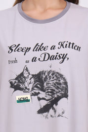 AXTZH Women’s Oversized Graphic Nightwear X2113-GREY-F1