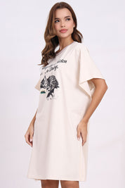AXTZH Women’s Oversized Graphic Nightwear X2113-CREAM-F1