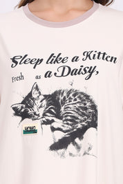 AXTZH Women’s Oversized Graphic Nightwear X2113-CREAM-F1