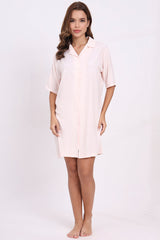 AXTZH Women’s Button-Down Shirt Nightwear X2218-PEACH-G1C