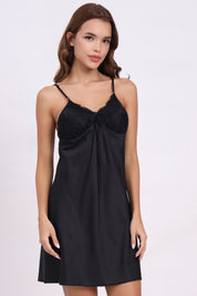 ANGELS Lace Sleeve Nightwear Set with Robe AG2222-BLACK-F11S