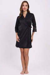 ANGELS Lace Sleeve Nightwear Set with Robe AG2222-BLACK-F11S