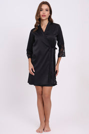 ANGELS Lace Sleeve Nightwear Set with Robe AG2222-BLACK-F11S