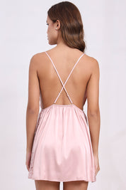 AXTZH Lace Trim Nightwear with Thong & Robe Set X9565-BLUSH-F11S