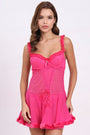 AXTZH Sheer Lace bridal Nightwear with Thong X0997-FUCHSIA-F1N