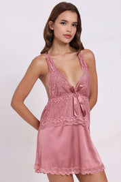 AXTZH3-Piece Lace Trim Nightwear Set for Women X5523-ROSE-F11S