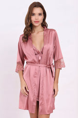 AXTZH3-Piece Lace Trim Nightwear Set for Women X5523-ROSE-F11S