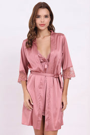 AXTZH3-Piece Lace Trim Nightwear Set for Women X5523-ROSE-F11S