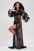 Mysthelle MIDNIGHT GLOW EMBELLISHED SHEER ROBE WITH BELT
