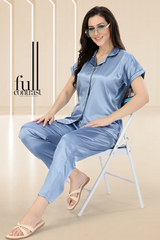 Sblue ANGELS Women's Satin Pajama Nightwear Set AZPLAIN