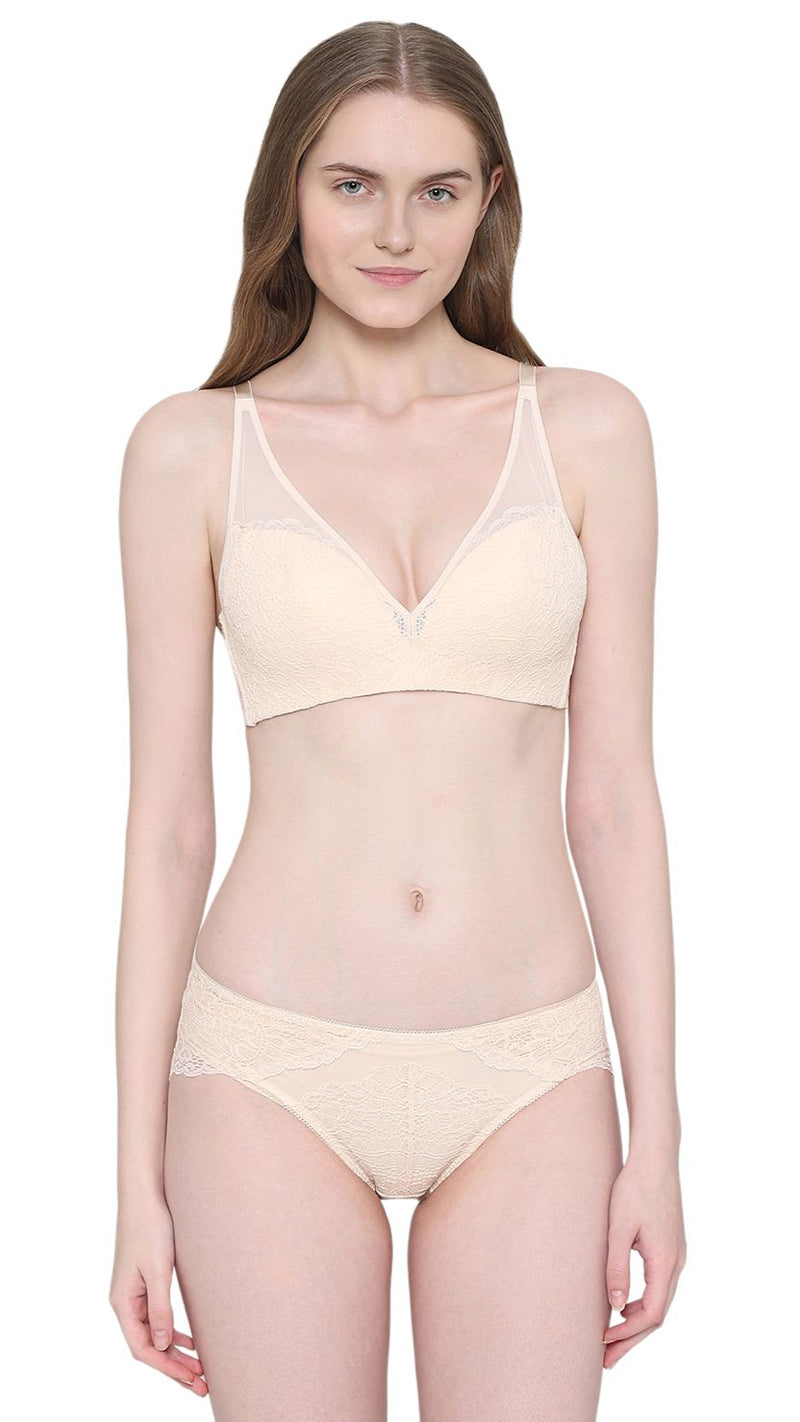 Padded Non-Wired 3/4th Cup Lace Bra